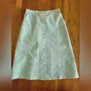 Women's Petite Mint Green Searsucker Midi Skirt